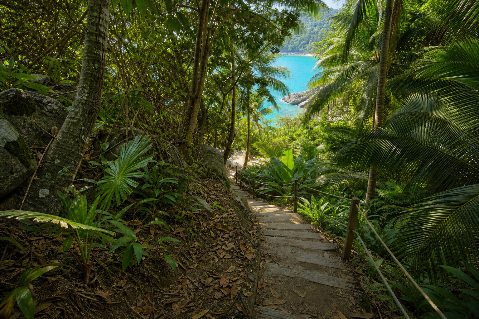 Jungle access path leading down toward Banana Beach Phuket