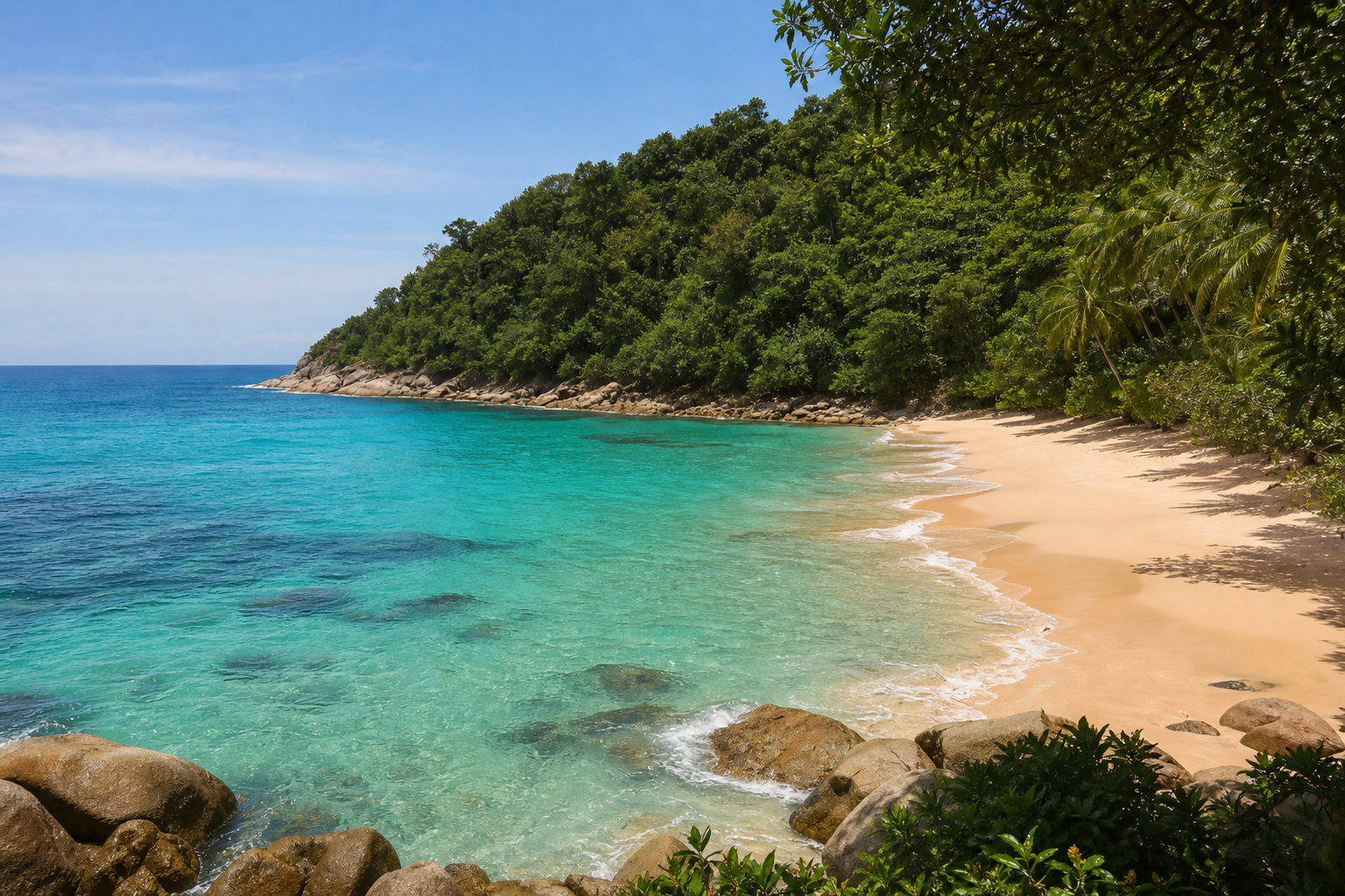 Banana Beach Phuket hidden jungle cove with turquoise water and green headlands