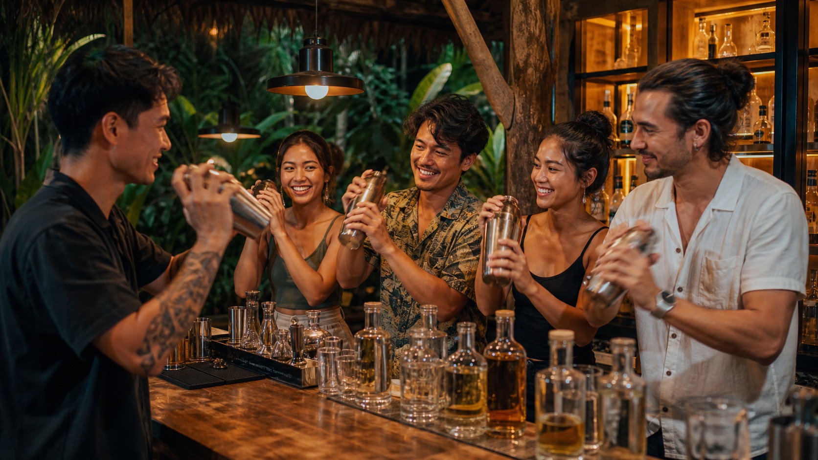 A tropical cocktail workshop in Phuket with fresh ingredients and a relaxed social atmosphere