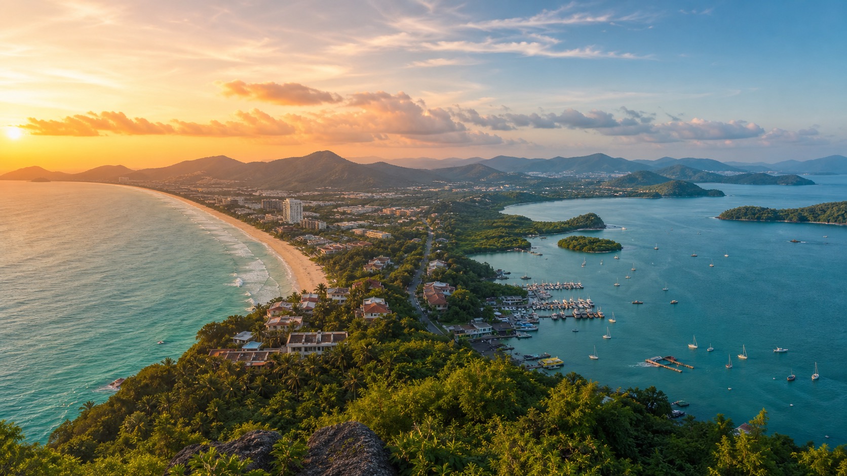 Phuket coastline comparison with west coast beaches and calmer east coast bays